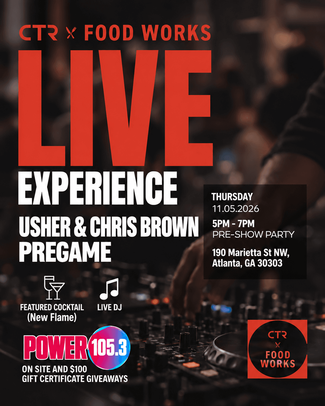 Live Experience : Usher & Chris Brown Pre-Game Party event image